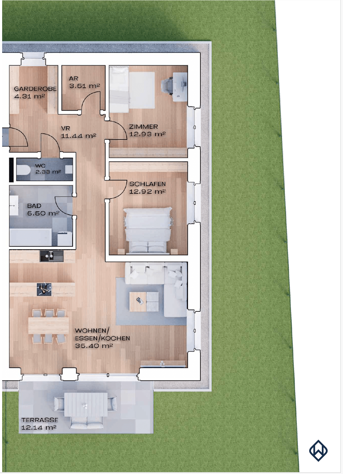 BAD SCHALLERBACH - PROVISIONSFREI - WOHNEN BEIM KURPARK - Exklusive Gartenwohnung inkl.2 Stellplätze